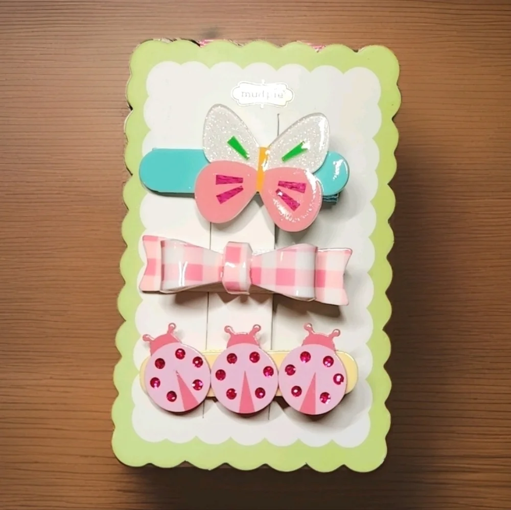 Mud Pie Girls Hair Clips Bundle | Spring Flowers Ladybugs & 4th of July Bow  NWT